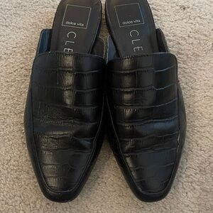 Dolce vita black faux leather slides